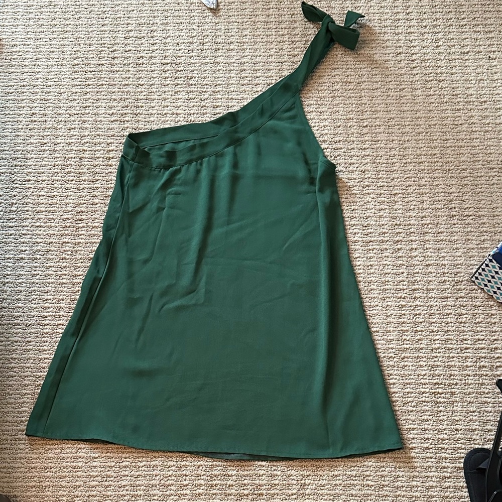 New without tags hunter green one shoulder tie mini dress - Shein - sz small/4